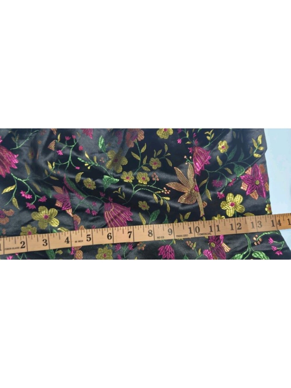 Lulus Size Small Black Satin Floral Jacquard Strapless Midi Dress NWT Metallic - Picture 10 of 16